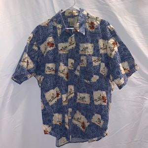 Blue Hawaiian-style shirt